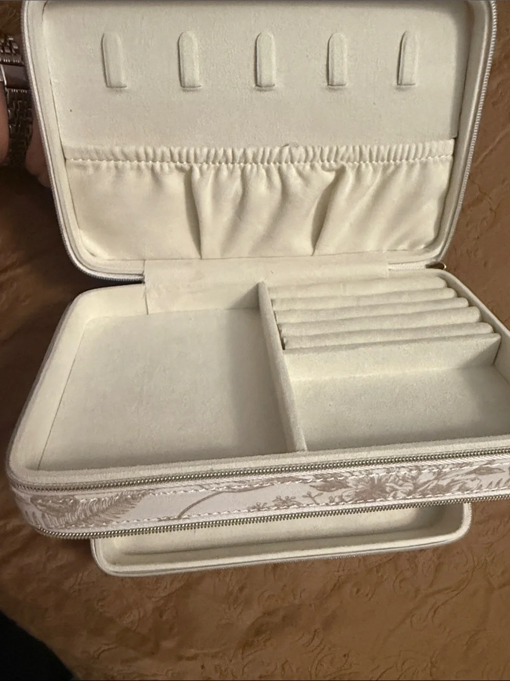 Floral Zip Pouch - Neutral Beige